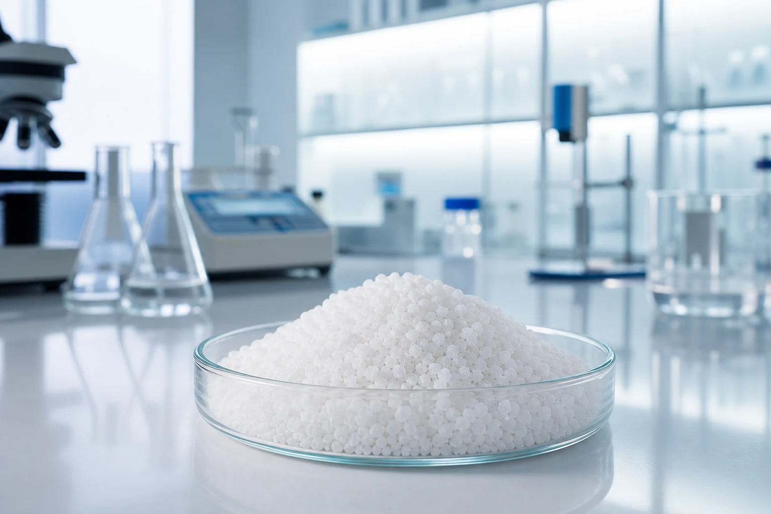 Sodium metasilicate product sample in laboratory